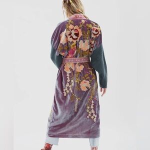 Aratta Magical Velvet Embroidered Coat Oversized Luxe Statement Satin Lining